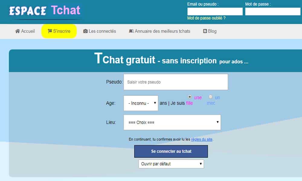 tchat sans inscription